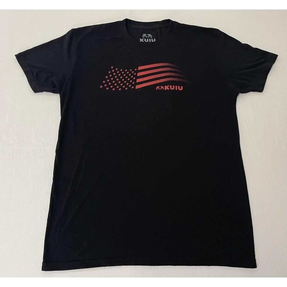 KUIU T Shirt Mens Medium Black Red Flag Logo Short Sleeve Hunting